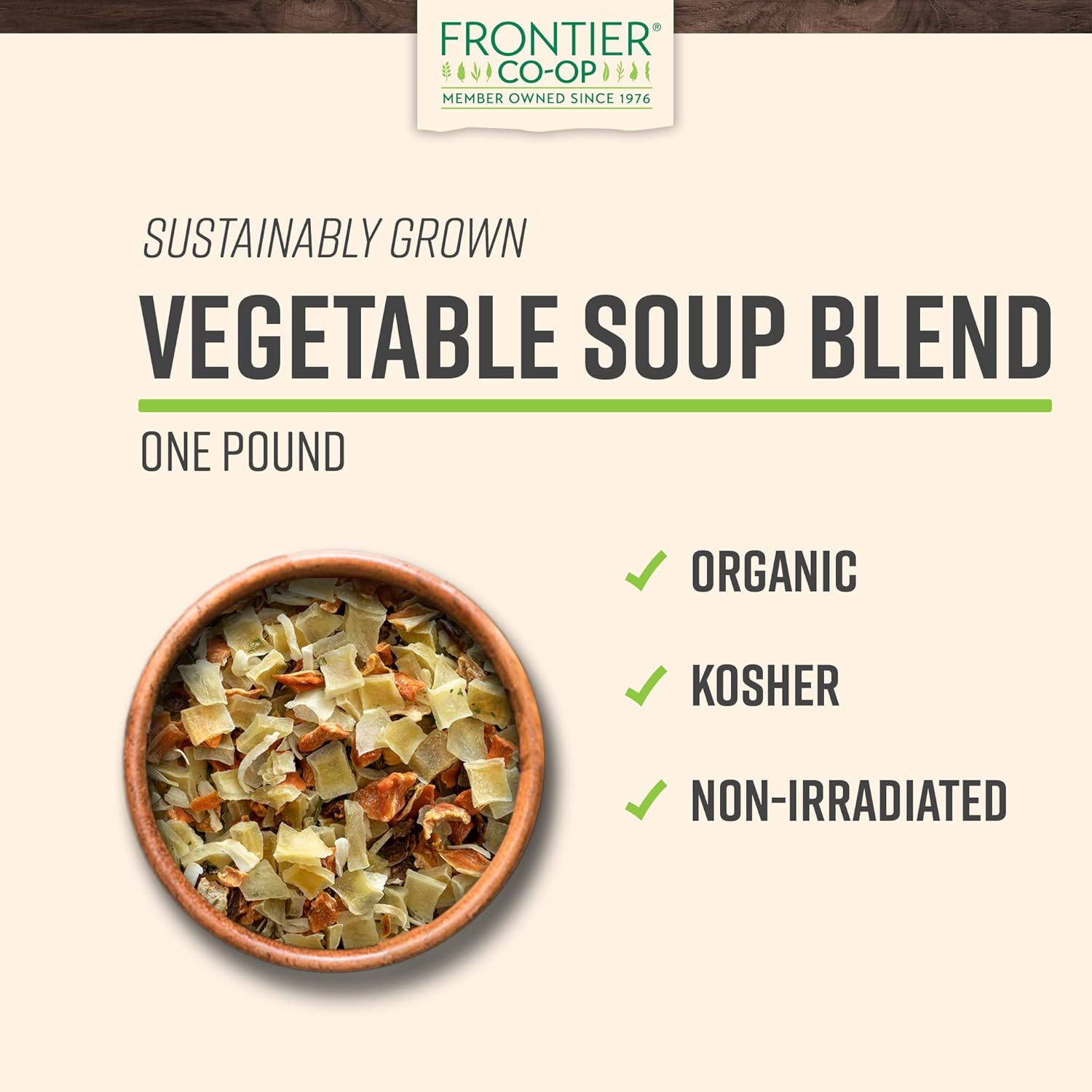 Frontier Co-op Organic Vegetable Soup Blend 1lb Low Sodium V14953