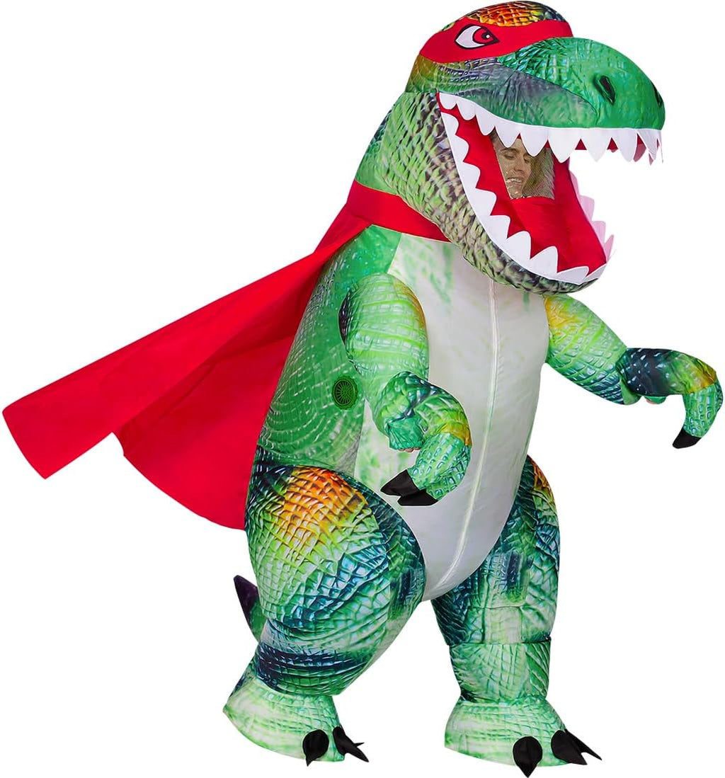 COMIN Inflatable Dinosaur Costume for Adults, Blow Up Trex Costume Dinosaur Inflatable Costume Green for Halloween Party