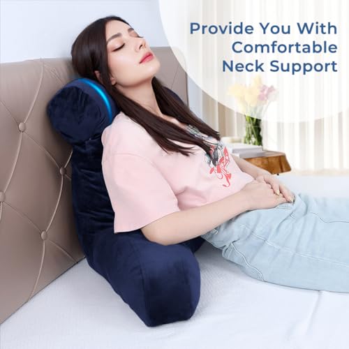 COOLBEBE Reading Pillow for Bed Sitting Up Adult with Arms Grey, Large 27" I460