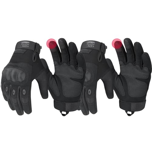 KEMIMOTO Tactical Gloves for Men, Touchscreen Motorcycle Gloves with Hard Shell & Palm Padding E190