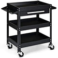 Goplus 3 Tier Rolling Tool Cart, 330 LBS Capacity Heavy Duty Utility Cart Tool Organizer with Storage Drawer, Industrial Commercial Service Tool Cart for Mechanics, Garage, Warehouse & Repair Shop