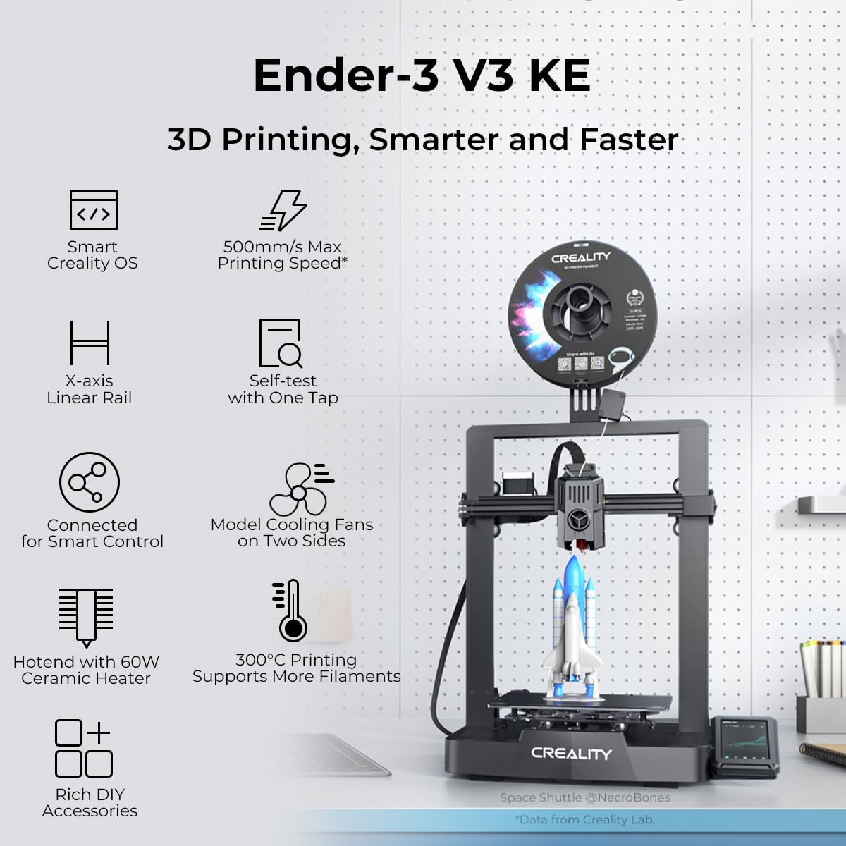 Creality Ender 3 V3 KE 3D Printer, 500mm/s Max Speed, CR Touch Auto Leveling U5138