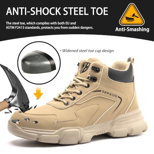 Nasogetch Waterproof Steel Toe Work Boots for Men Women T14513