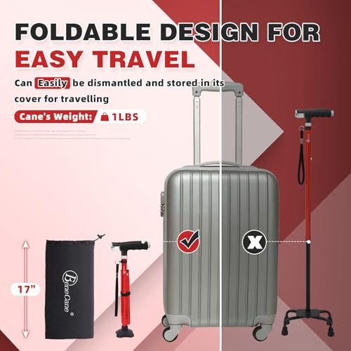 BeneCane Folding Walking Cane with LED Lights for Men and Women W6540