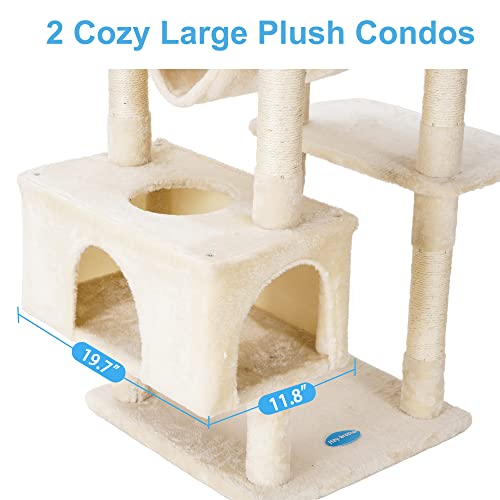 Hey-brother Cat Tree XL Cozy Cat Tower with Hammock, Scratching Posts, Light Gray O2195
