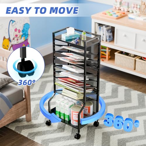 Simple Trending 14 Tier Rolling File Cart with Sliding Trays, Black C4528