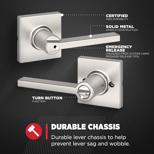 Kwikset Casey Interior Privacy Door Handle with Lock 10 Pack, Matte Black G103018
