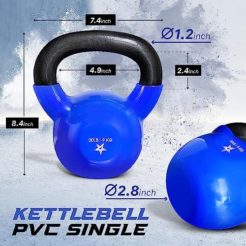 Yes4All 5-100 LB Vinyl Coated Cast Iron Kettlebells M964803