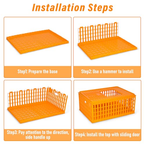 lukar 2PCS Plastic Poultry Carrier Crate for Chickens, 29.5 x 21.7 x 13 Inch A3267