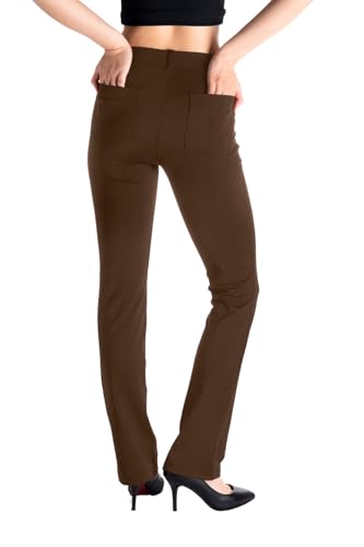 Yogipace Women's Straight Leg Yoga Dress Pants with Belt Loops H62689