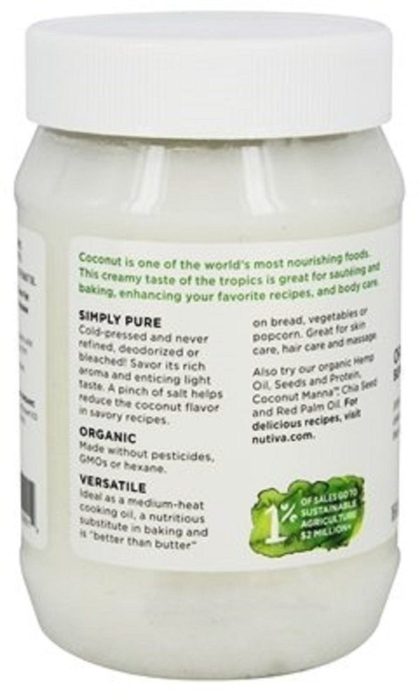 Nutiva Organic Extra Virgin Coconut Oil, Cold-Pressed, 15 Fl Oz (Pack of 2) H453