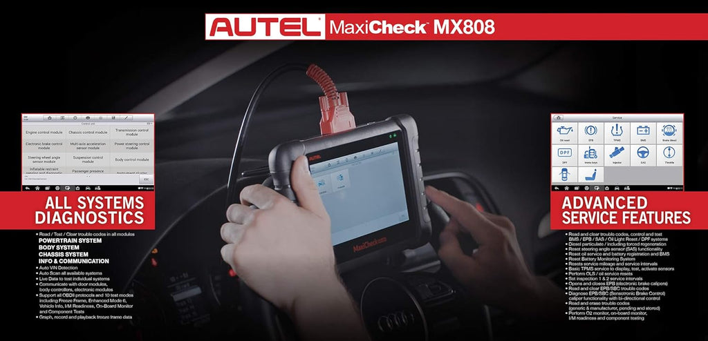 Autel MaxiCheck MX808 OBD2 Diagnostic Scan Tool with Bi-Directional Control and Active Tests T30774