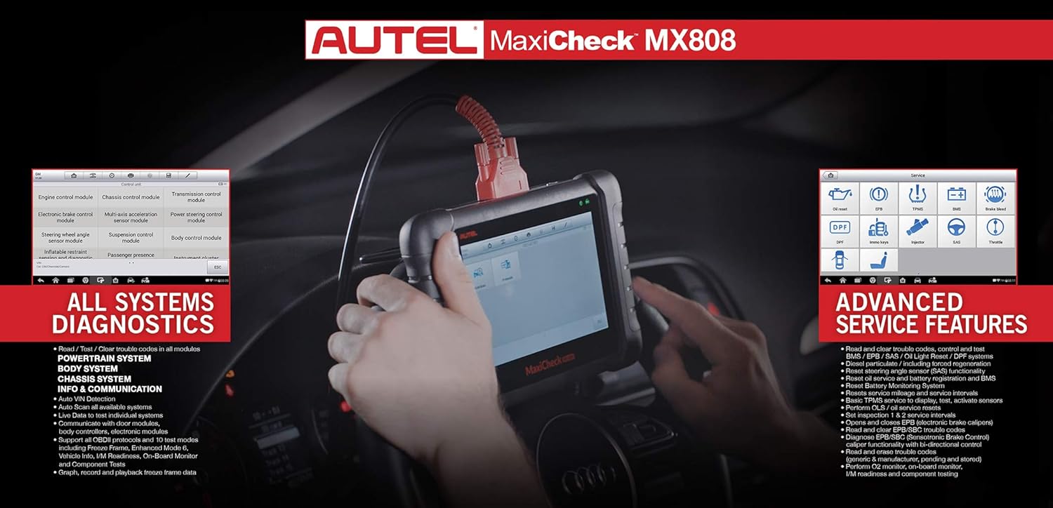 Autel MaxiCheck MX808 OBD2 Diagnostic Scan Tool with Bi-Directional Control and Active Tests T30774