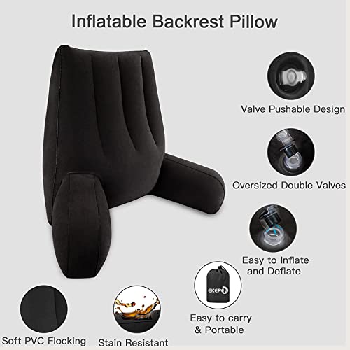 Inflatable Reading Backrest Pillow with Arm Support for Bed, Office, and Camping - Grey F153