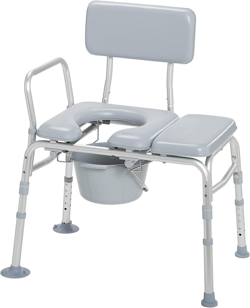 Drive Medical Transfer Bench Commode Chair with Padded Seat, Gray A422