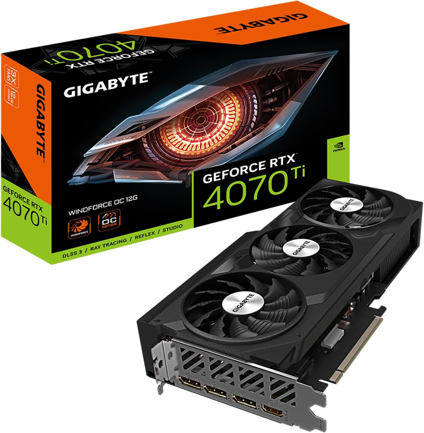 GIGABYTE GeForce RTX 4070 Ti WINDFORCE OC 12G Graphics Card, 3X WINDFORCE Fans, 12GB 192-bit GDDR6X, GV-N407TWF3OC-12GD Video Card