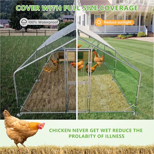 Large Chicken Coop Metal Walk-in Pen with Anti-UV Cover M6976