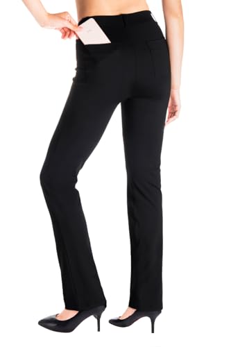 Yogipace Women's Straight Leg Yoga Dress Pants with Belt Loops H62689