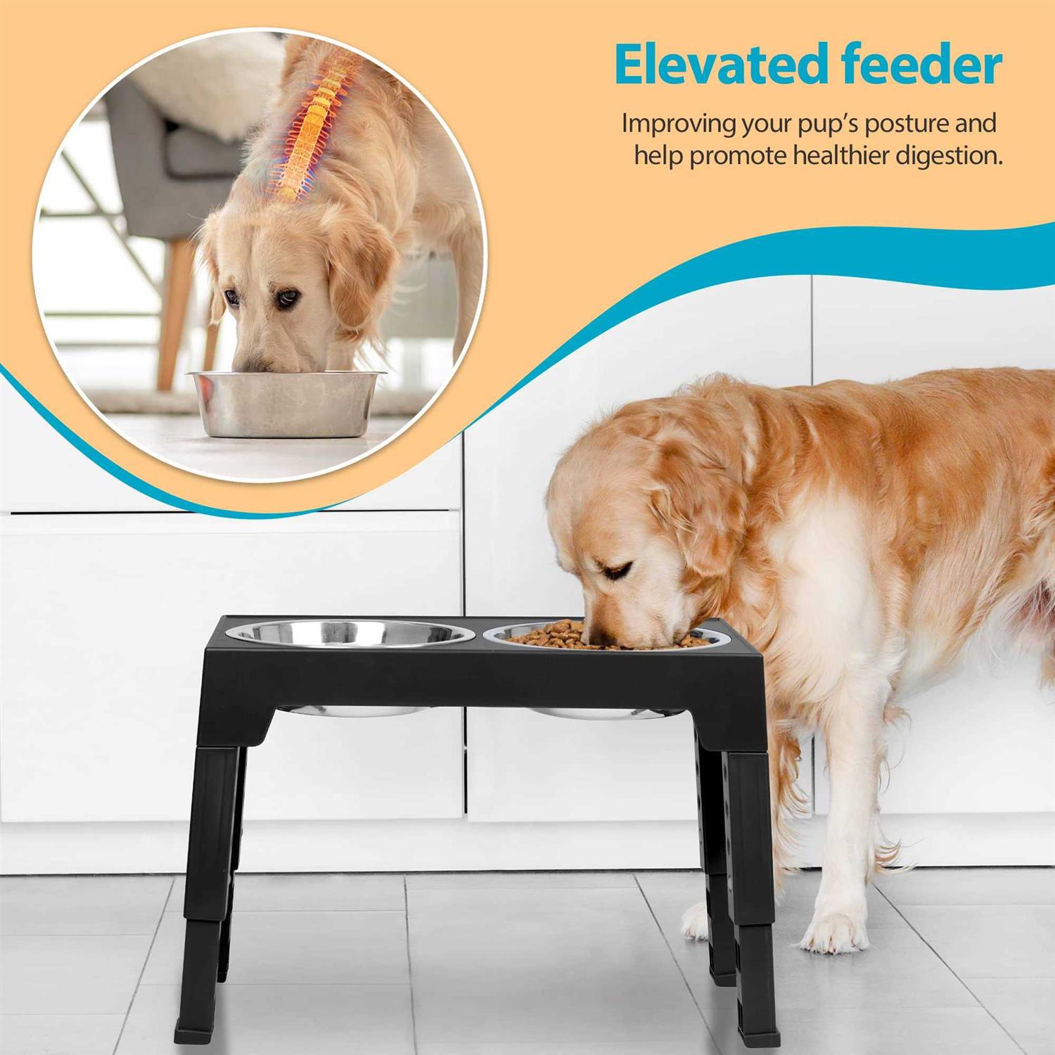 Niubya Elevated Dog Bowls with 2 Stainless Steel Bowls K72152