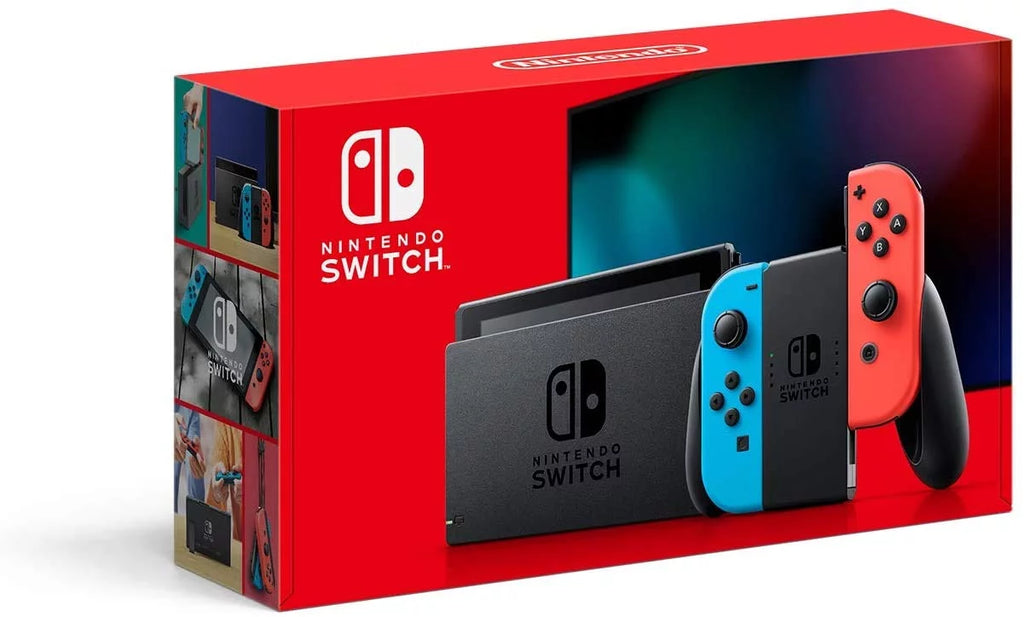 Nintendo Switch 32GB Console with Neon Blue and Red Joy-Con + Marxsol 12-in-1 Accessories Bundle Q792950
