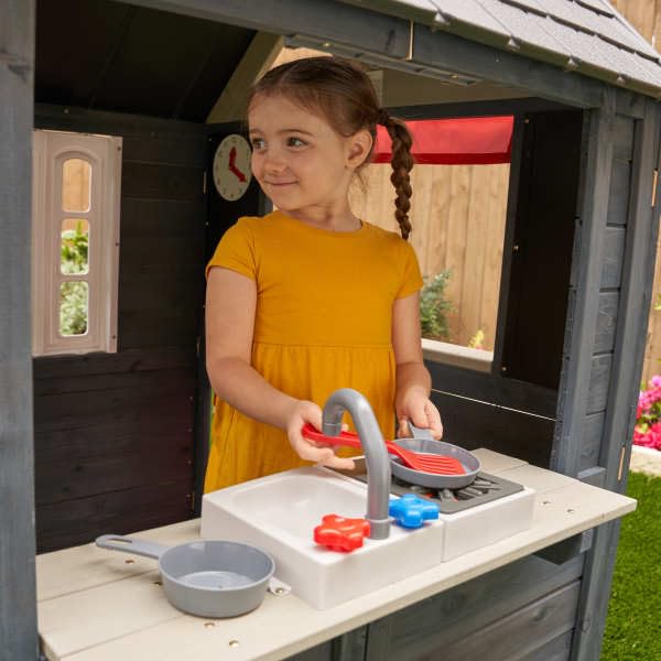 KidKraft Riverscape Wooden Playhouse with Working Doorbell and Kitchen D436389