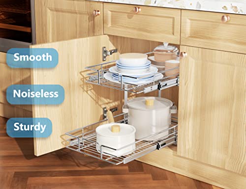 LOVMOR 2 Tier Pull Out Cabinet Organizer for Kitchen Storage B18505