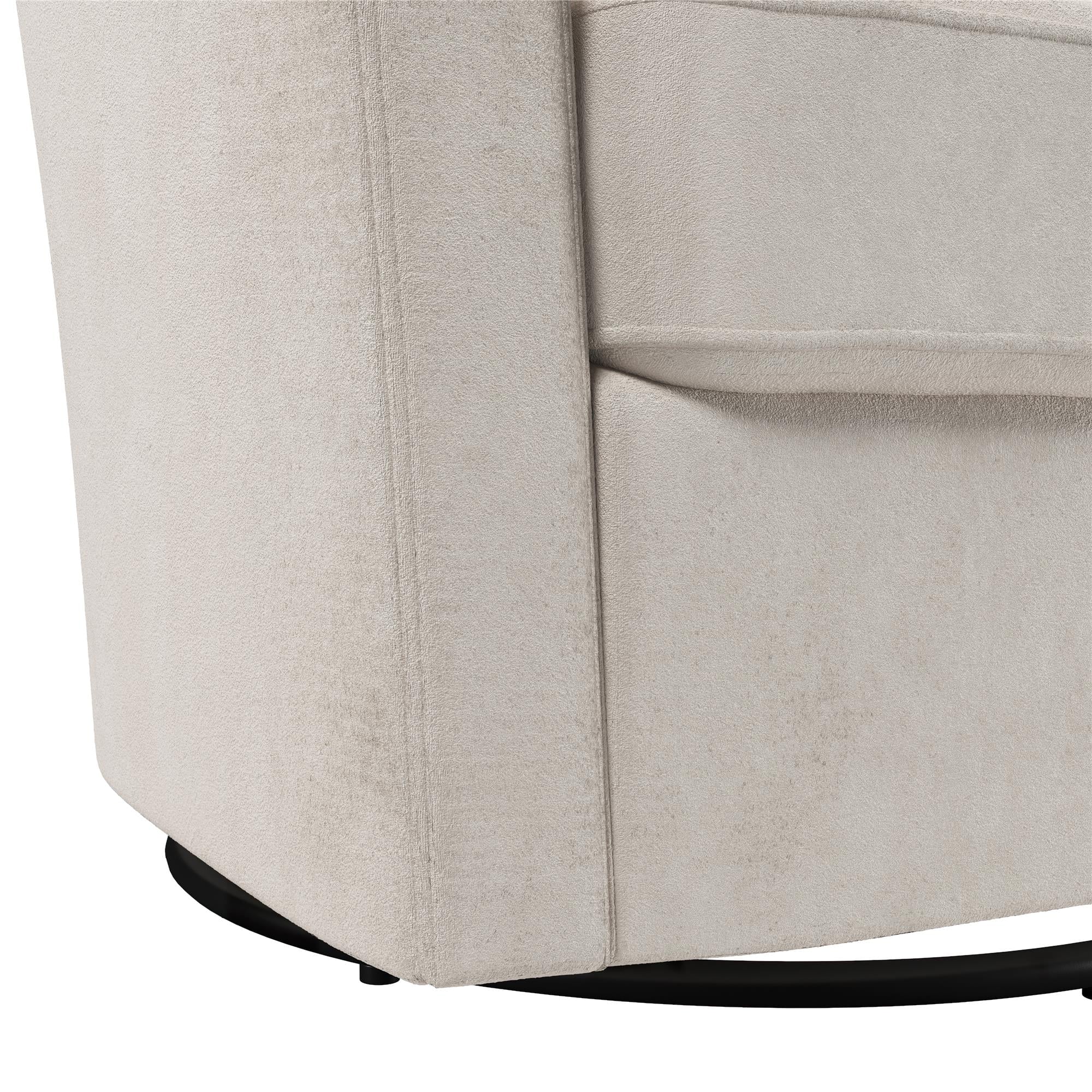 DHP Gentle Swivel Curved Accent Chair, Ivory Velvet J5712