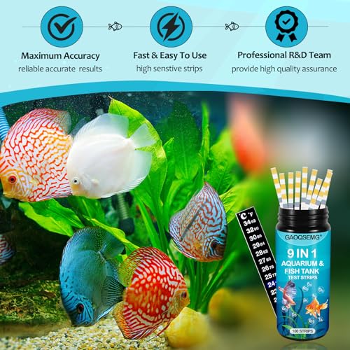 9-in-1 Aquarium Water Testing Kit, 100 Strips for Freshwater & Saltwater Fish Tank J5357
