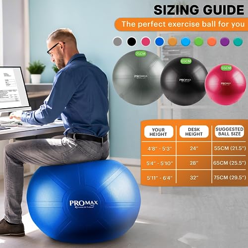 SmarterLife PRO MAX Exercise Ball for Fitness, Yoga, Balance, and Pregnancy B81405