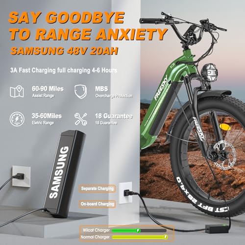 FREESKY Electric Bike for Adults 1600W 48V 20Ah Step-Thru Fat Tire Ebike F761