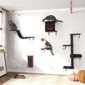 5-Piece Gothic Wall-Mounted Cat Furniture Set - Luxury Cat Climber, Wall Shelves, Tree, House, Scratcher, Bridge & Perch - DIY Cat Playground for Bedroom & Living Room