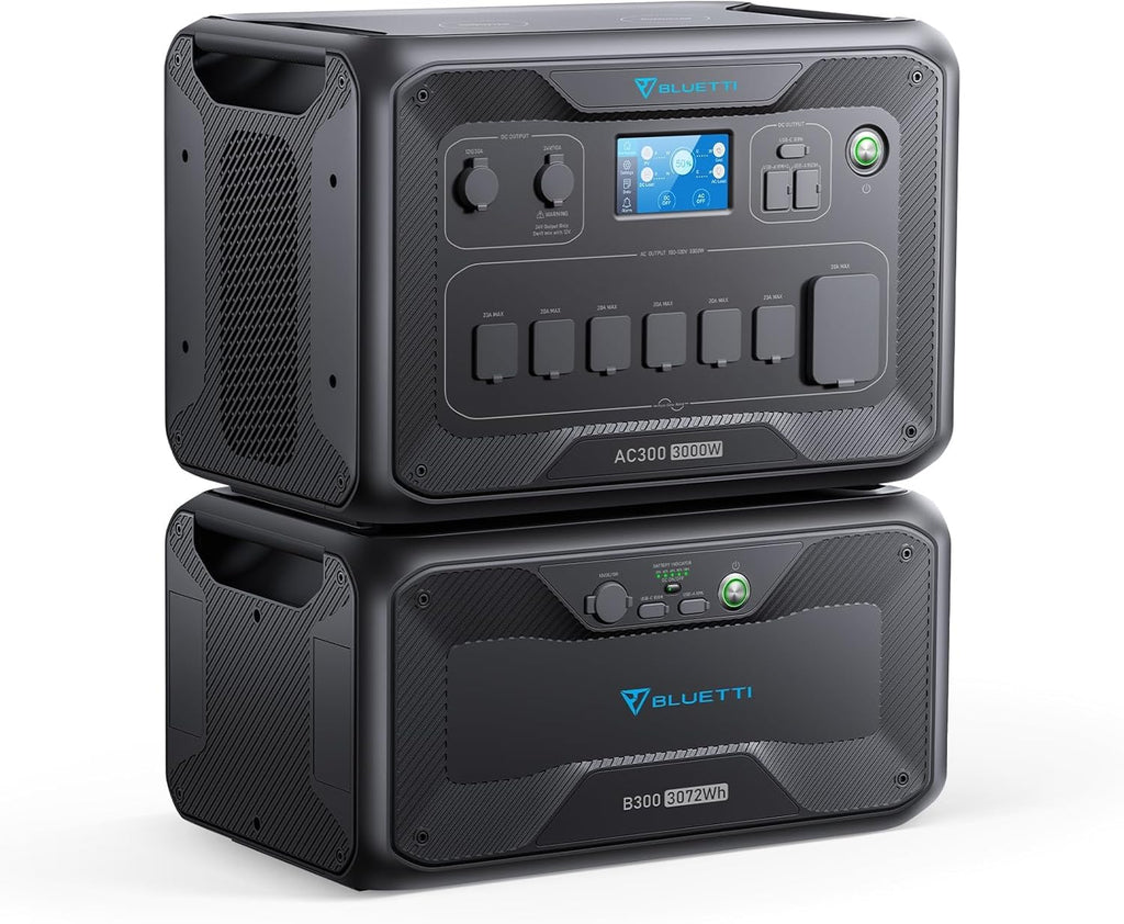 BLUETTI Portable Power Station AC300 & B300, 3072Wh Solar Generator LiFePO4 Power Station w/ 7 3000W AC Outlets (6000W Peak), Work with Alexa, Modular Home Battery Backup for Emergency, Vanlife