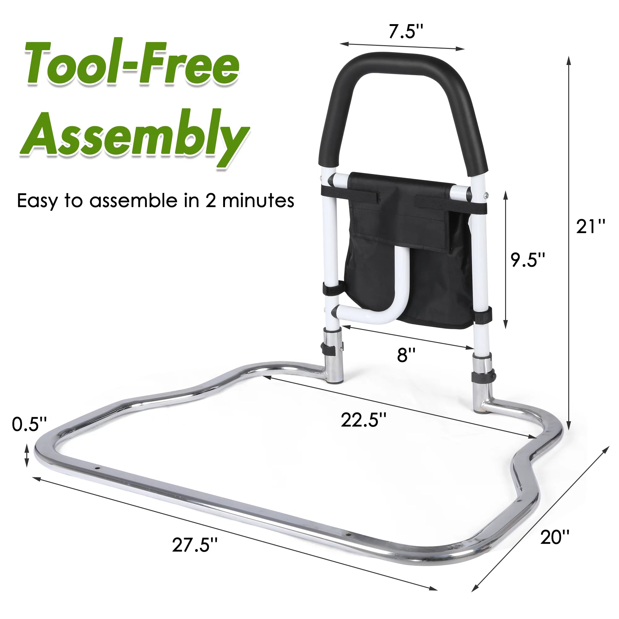 KARMAS PRODUCT Bed Assist Rail with Anchor Strap - Medical Bed Safety Grab Bar for Seniors O657