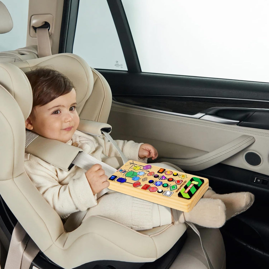 USB Busy Board Montessori Toys with LED Shape Switch and Drum Set for 1-3 Year Old Boys Girls I9070