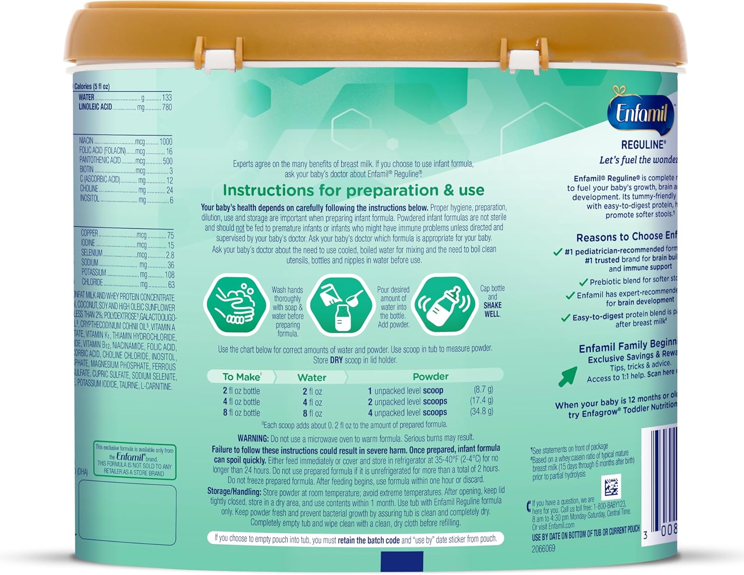Enfamil Reguline Baby Formula, Milk-Based Infant Nutrition, 19.5 Oz (Pack of 2) X5044