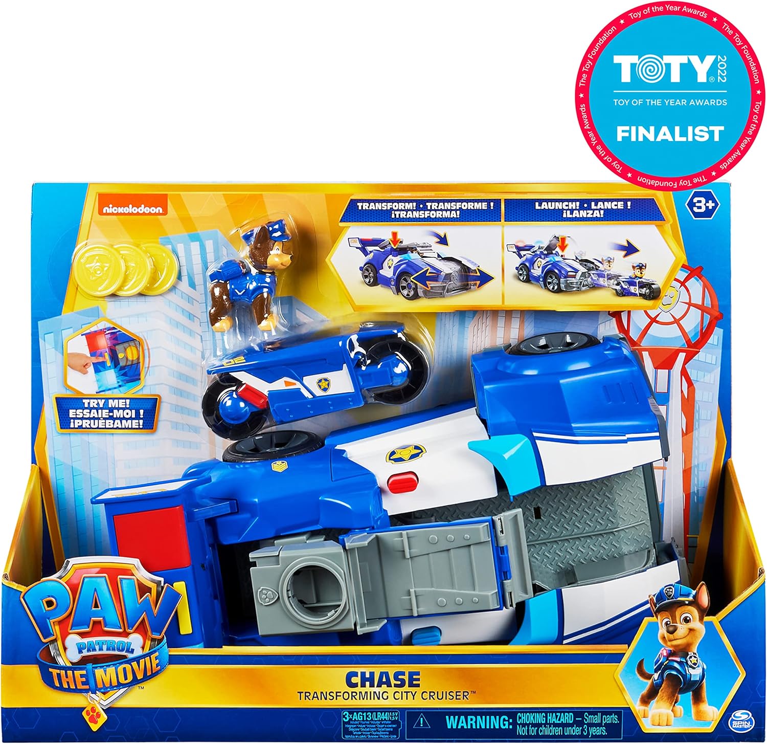 Paw Patrol Chase 2-in-1 Transforming Movie City Cruiser Toy Car with Motorcycle A664253