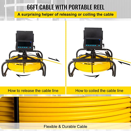 VEVOR Sewer Camera 98.4ft Pipe Drain Inspection Camera with DVR and LED Lights J454147