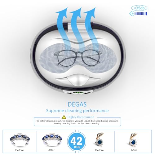 UKOKE 3800S Professional Ultrasonic Jewelry Cleaner, 0.6L Portable for Glasses, Rings, Watches C10519