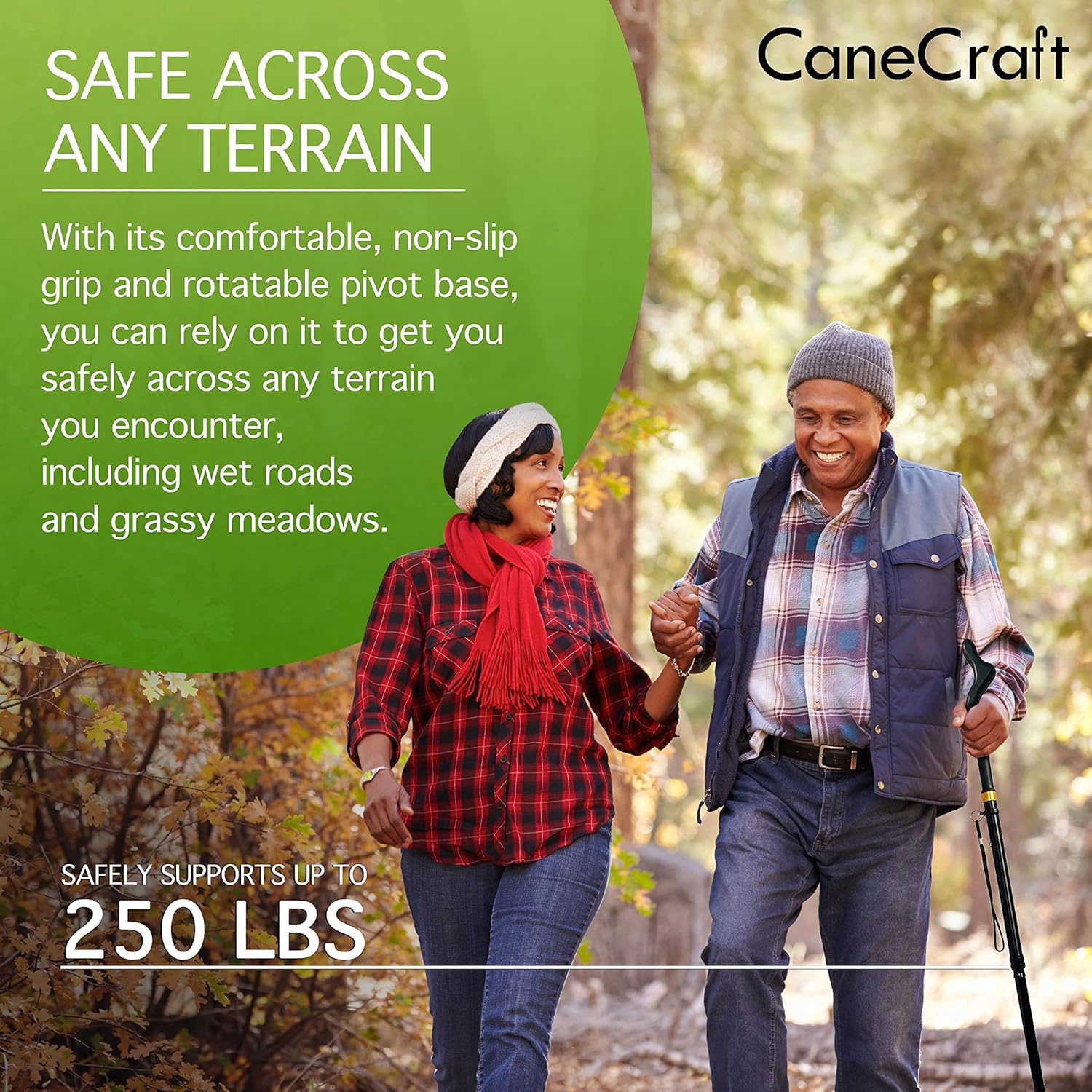 Straight Up Cane Folding Self-Standing, Anti Slip, Height Adjustable U48731