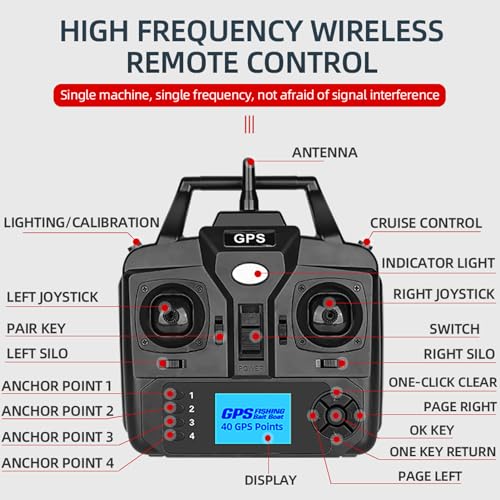 RC Bait Boat 500M GPS Dual Motor Fish Finder with Night Light O7412
