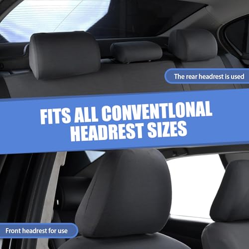 2 PCS Car Seat Headrest Protective Cover, Knitted Fabric, Breathable, Dark Gray M527906