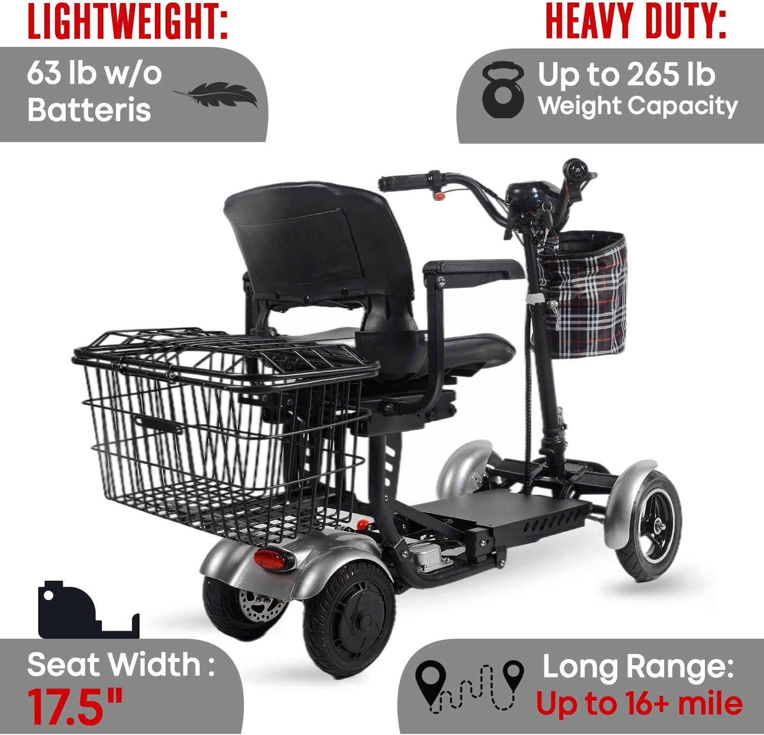 Rubicon FX3 All Terrain 4 Wheel Mobility Scooter for Seniors C83317