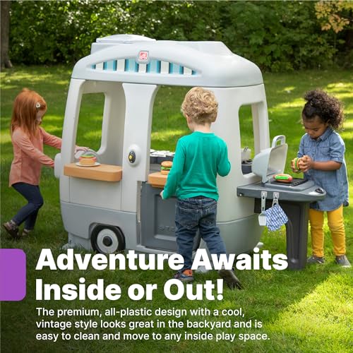 Step2 Adventure Camper Kids Playhouse with Kitchenette, 52 Piece Accessories, Ages 2+ S175074
