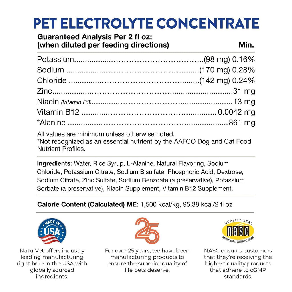 NaturVet Pet Electrolyte Concentrate 16 oz for Dogs & Cats I445167