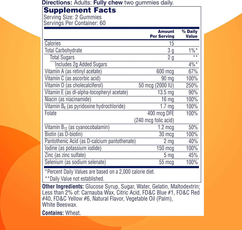 ONE A DAY Multi+ Immune Support Gummies, Multivitamin with Vitamins C, D, E, A & Zinc, 120 Count X595