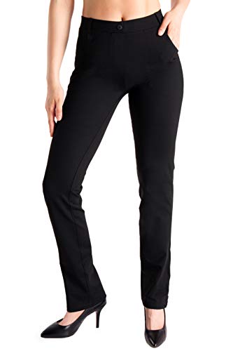 Yogipace Women's Straight Leg Yoga Dress Pants with Belt Loops H62689