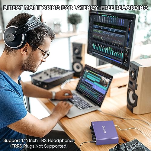 Ueteto 2i2 USB Audio Interface for PC, Mac, Recording and Podcasting with 48V Phantom Power D791