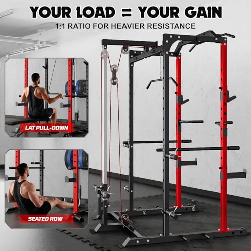 C1-V4 Power Cage with LAT Pulldown, Multi-Function Weight Cage for Home Gym G4781