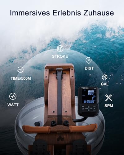 Water Rowing Machine for Home Use, Oak Wood with Bluetooth Monitor G6821