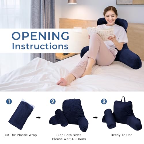 COOLBEBE Reading Pillow for Bed Sitting Up Adult with Arms Grey, Large 27" I460